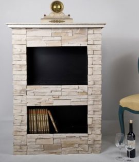 Biocamino freestanding da pavimento ANTIK STONE PORTAL