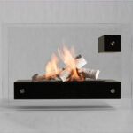 Biocamino da pavimento freestanding APO GLASS-B - Nero