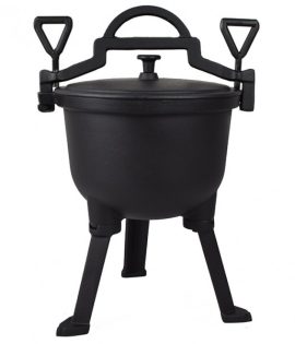 Calderone in ghisa Pentola per fuoco con coperchio, Forno olandese, Campeggio, Giardino, Barbecue